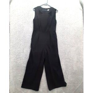 Calvin Klein Wide leg black Pantsuit Romper Cutout Cropped pockets Womens sz 6